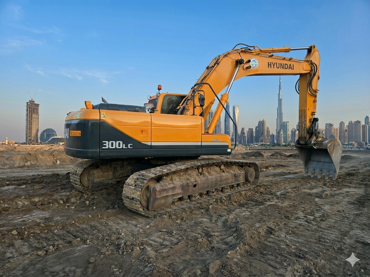 Hyundai 300LC 30-ton excavator for earthmoving and lifting